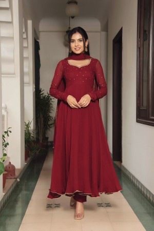 Anarkali Faux Georgette Gown With Fully Flair